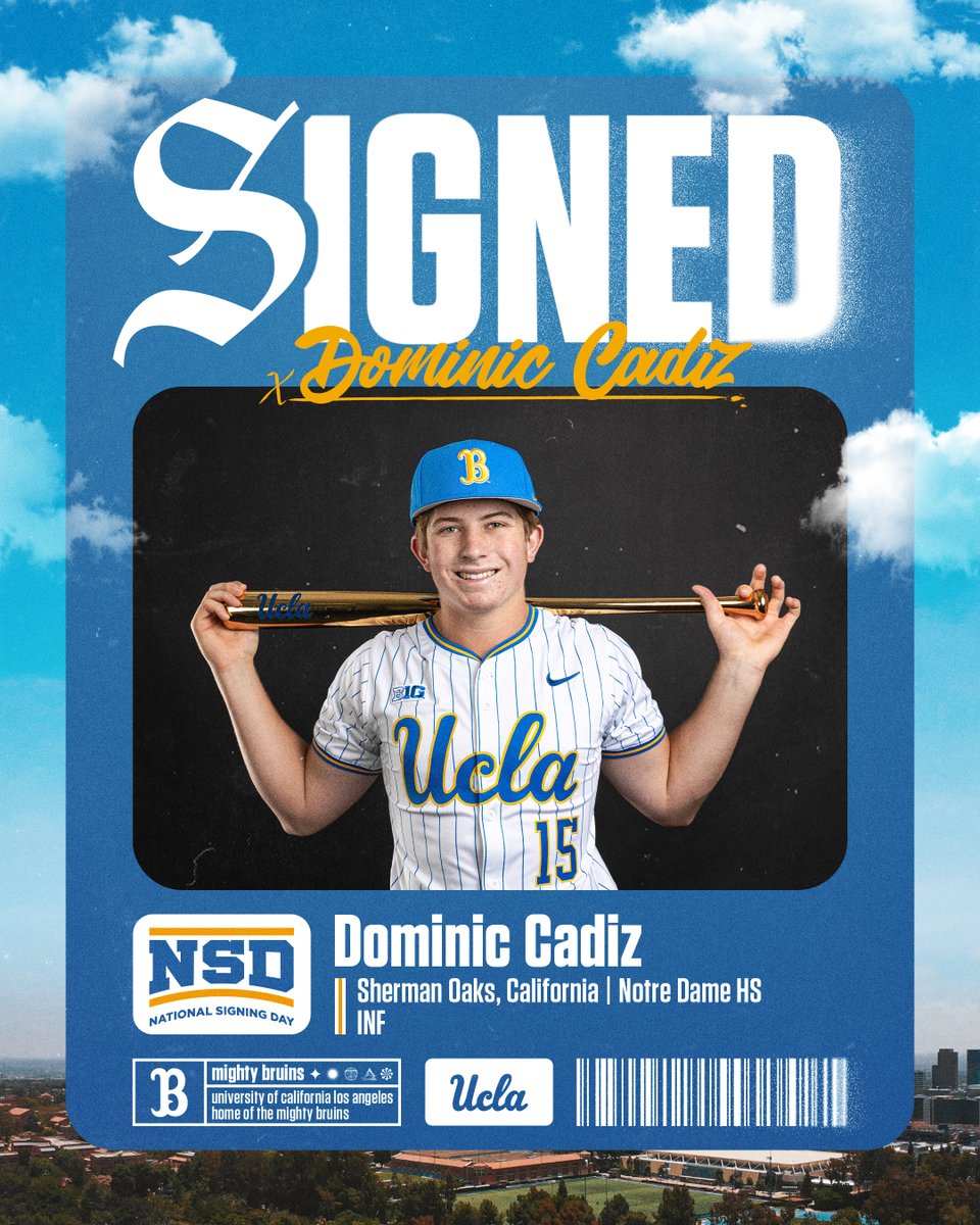 𝐖𝐞𝐥𝐜𝐨𝐦𝐞 𝐭𝐨 𝐖𝐞𝐬𝐭𝐰𝐨𝐨𝐝, 𝐃𝐨𝐦𝐢𝐧𝐢𝐜! ✍️

A highly-touted infielder from nearby Notre Dame High School signs with UCLA!

#GoBruins
