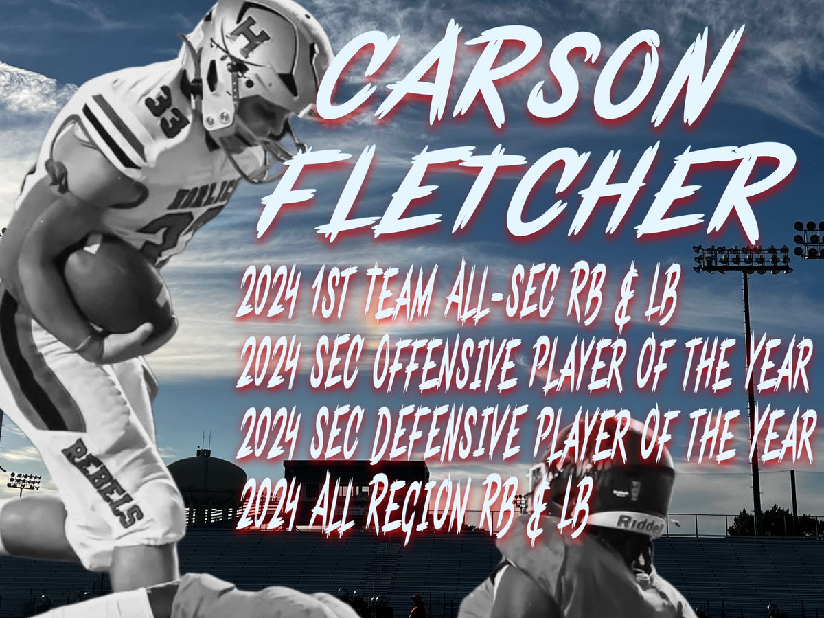 Congratulations to <a href="/CarsonF_33/">Carson Fletcher</a> on earning All-Region honors at RB &amp; LB, and for the distinguished honor of becoming the first player to ever be chosen as the SEC Player of the year on both sides of the ball!  #OneHeartbeat  #EmbraceTheJourney