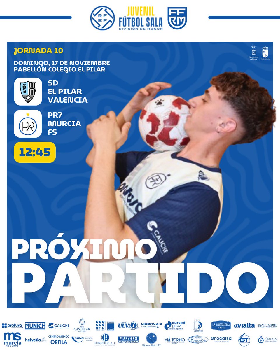 🔵 𝗝𝗨𝗩𝗘𝗡𝗜𝗟 𝗗𝗛 🔵 || 𝗣𝗥𝗢́𝗫𝗜𝗠𝗢 𝗣𝗔𝗥𝗧𝗜𝗗𝗢

𝗝𝗼𝗿𝗻𝗮𝗱𝗮 1️⃣0️⃣
🆚 <a href="/SD_ElPilar/">SD El Pilar</a>  
📆 Domingo, 1️⃣7️⃣ de noviembre
🕖 12:45 H
🏟 Pabellón colegio El Pilar

#SomosCanteraPR7
#LaFamilia 💙