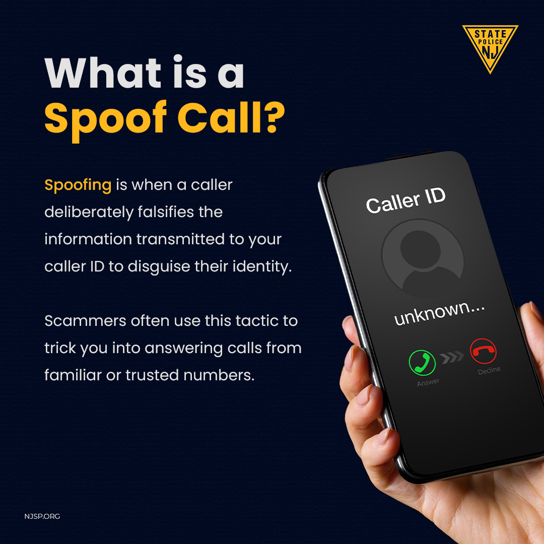 NJSP's tweet image. With the holiday season approaching, we encourage everyone to remain alert to the risk of spoofing calls.
