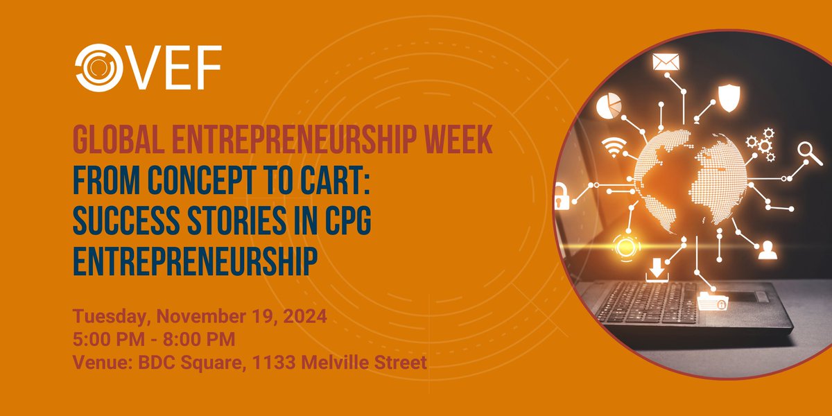 VEF (@vefdotorg) on Twitter photo 🌍Celebrate Global Entrepreneurship Week with Us!🌍
Join us on November 19th for "From Concept to Cart: Success Stories in CPG Entrepreneurship"
Event Details:
Date: Tuesday, November 19, 2024
Time: 5:00 - 8:00 pm
Venue: BDC Square
🎟️secure your spot: lu.ma/w73yjxoy 🌍Celebrate Global Entrepreneurship Week with Us!🌍
Join us on November 19th for "From Concept to Cart: Success Stories in CPG Entrepreneurship"
Event Details:
Date: Tuesday, November 19, 2024
Time: 5:00 - 8:00 pm
Venue: BDC Square
🎟️secure your spot: lu.ma/w73yjxoy