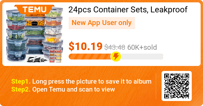 derricksonlani1's tweet image. Need kitchen storage solutions? 🤔 Our 24pcs Container Sets are leakproof, durable and transparent! 🌟 Perfect for fruits, veggies and snacks! ✨ Get yours now! #TemuHome #KitchenStorage #OrganizedKitchen 
temu.to/k/u7vro1jkuxv