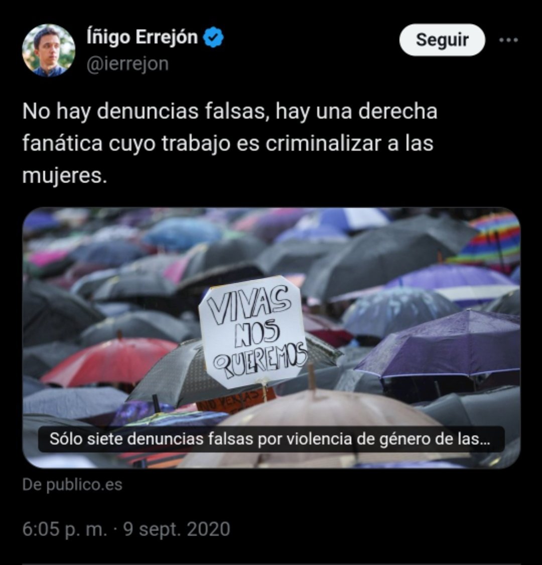 No hay denuncias falsas, excepto si el denunciado soy yo.

Errejón