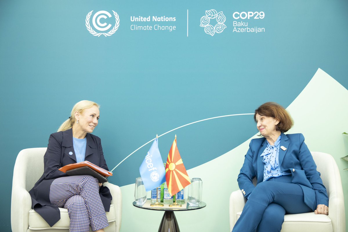 KittyvdHeijden's tweet photo. Honored to meet President Gordana Siljanovska. Grateful for North Macedonia’s strong commitment to advancing children’s rights. I look forward to continue working together to ensure the upcoming #NDC 3.0 includes #ClimateAction #ForEveryChild

@gogamkd https://t.co/C1mLN1PkRZ