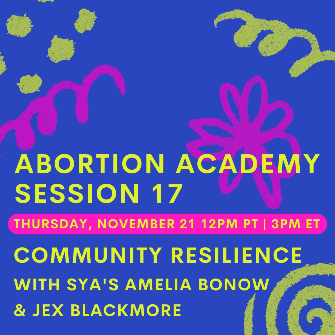 Shout Your Abortion (@shoutyrabortion) on Twitter photo Join SYA's <a href="/ameliabonow/">Amelia Bonow</a> & @JexBlackmore for a session on Community Resilience at Abortion Academy next week. Register at the link:
zoom.us/webinar/regist⦠Join SYA's <a href="/ameliabonow/">Amelia Bonow</a> & @JexBlackmore for a session on Community Resilience at Abortion Academy next week. Register at the link:
zoom.us/webinar/registā¦