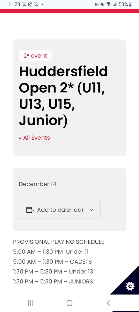 Limited places still available for the next Huddersfield 2* Tournament <a href="/AckworthFor/">Ackworth Table Tennis</a> <a href="/HaltonTTC/">Halton TTC</a> <a href="/KeighleyTT/">Table Tennis Centre</a> <a href="/halifaxTTC/">Halifax TTC</a> <a href="/em_ttc/">East Manchester TTC</a> <a href="/BuryTT/">TTBury</a> <a href="/OldhamTTClub/">OldhamTableTennis_C</a> <a href="/bradford_TT/">bradfordTT</a> <a href="/Nottinghamttc/">Nottingham Table Tennis Club</a> <a href="/nottinghamTT/">nottinghamTT</a> <a href="/PudseyTTC/">PudseyTTC</a> <a href="/LiamDraycotttt/">LIAM</a> <a href="/BarnsleyTTC/">Barnsley Table Tennis Club</a>