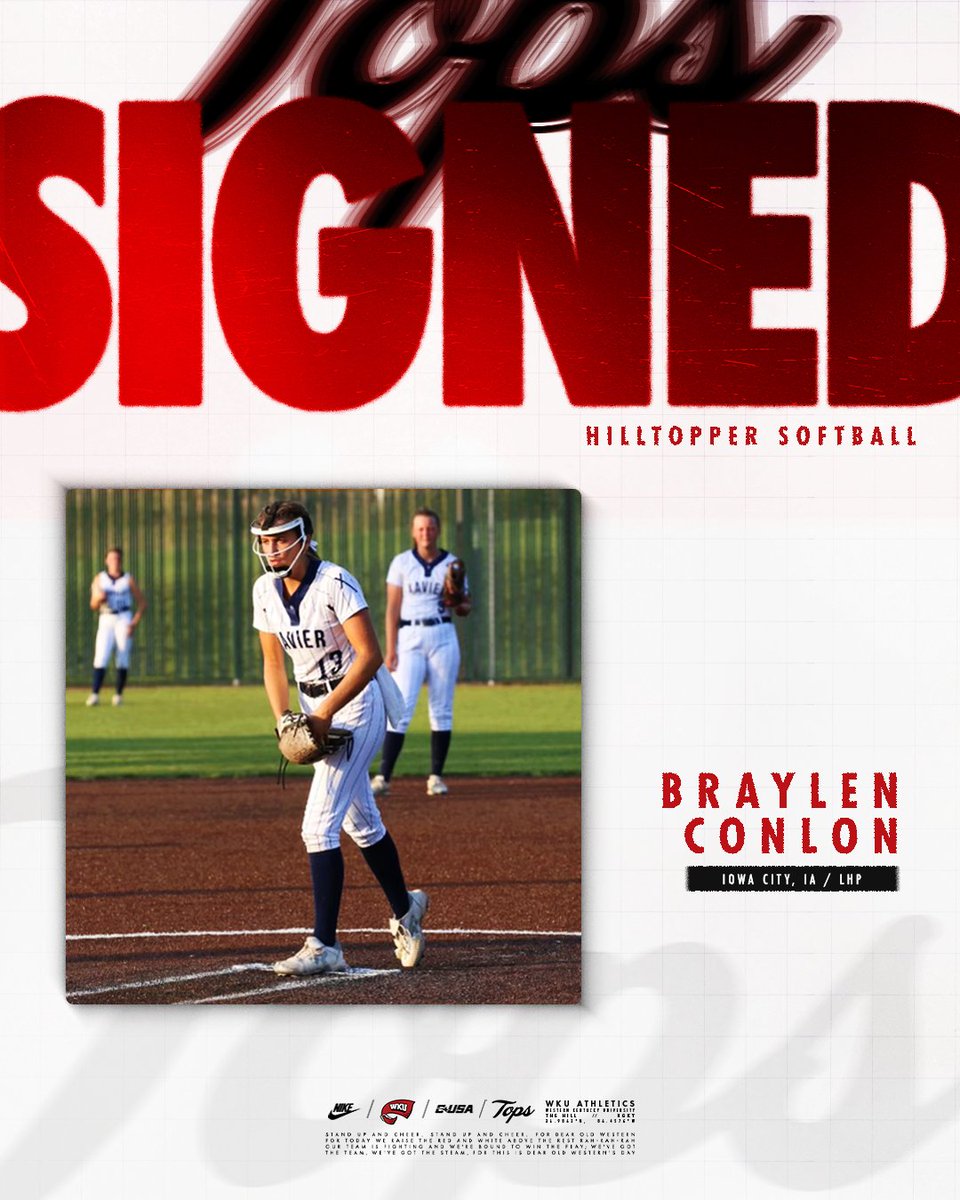 WKU Softball (@wkusoftball) on Twitter photo 𝑾𝒆𝒍𝒄𝒐𝒎𝒆 𝒕𝒐 𝒕𝒉𝒆 𝑯𝒊𝒍𝒍!
We're excited to welcome <a href="/BraylenConlon/">Braylen Conlon</a> to the Hilltopper family!
#GoTops #tcb 𝑾𝒆𝒍𝒄𝒐𝒎𝒆 𝒕𝒐 𝒕𝒉𝒆 𝑯𝒊𝒍𝒍!
We're excited to welcome <a href="/BraylenConlon/">Braylen Conlon</a> to the Hilltopper family!
#GoTops #tcb