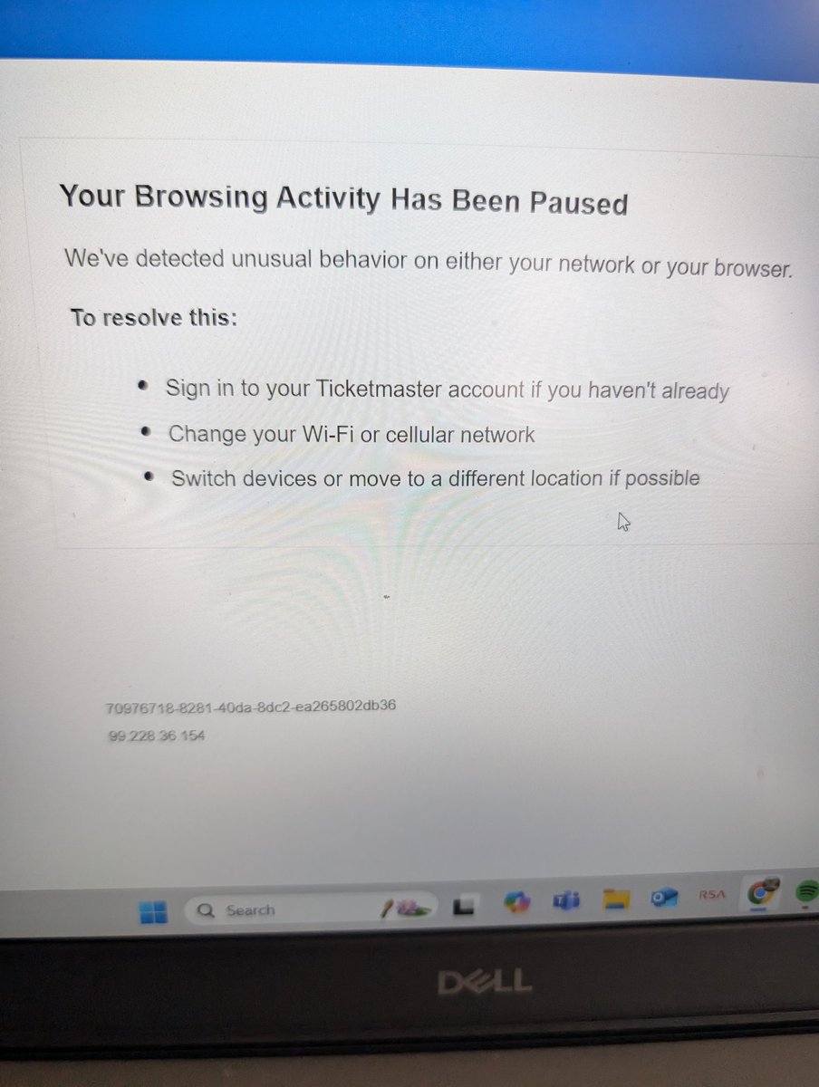 PylonsN's tweet photo. @Ticketmaster seriously?! It's YOUR fault people keep clicking and refreshing so we have a damn chance. Now you cockblock me? I smell us swifties filing a lawsuit at this point for this BS @TMFanSupport https://t.co/LJeLJf7VRW