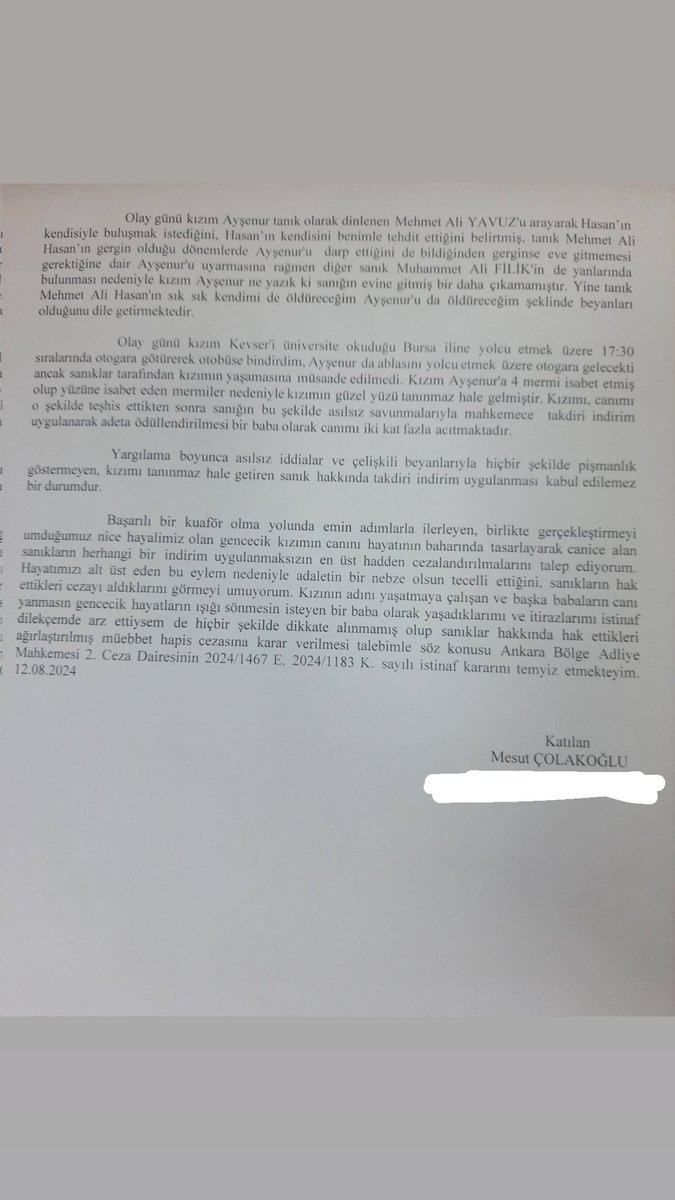 sonmezunn's tweet photo. ‼️LUTFEN GORMEZDEN GELMEYIN SONUNA KADAR OKUYUN YAZDIKLARIMI‼️
@mesutcolakoglu0 kizinin adaletini saglanmasini istiyor. hepimiz buna ses olucaz. 17 Aralik 2022 yilinda aysenur colakoglu iki erkek tarafindan katledildi https://t.co/qhWg1NdAyw