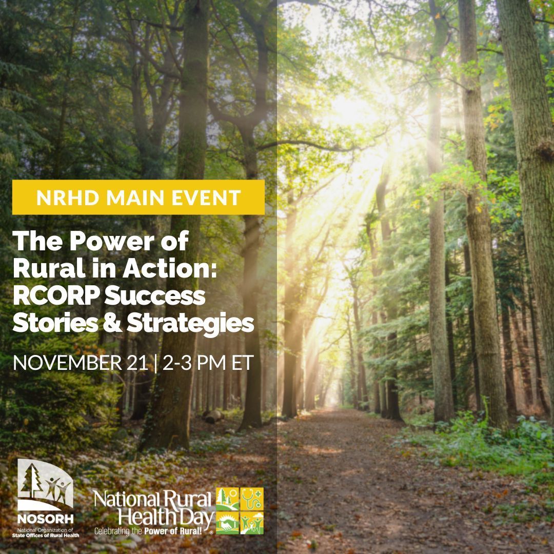 NOSORH's tweet photo. The #NationalRuralHealthDay Main Event is just ONE WEEK away! 👀 Hear powerful stories from the #Rural Communities #Opioid Response Program (#RCORP) and see the #PowerOfRural in action. Register now 👉 https://t.co/lE11hTxnim https://t.co/w3mrva7gXR