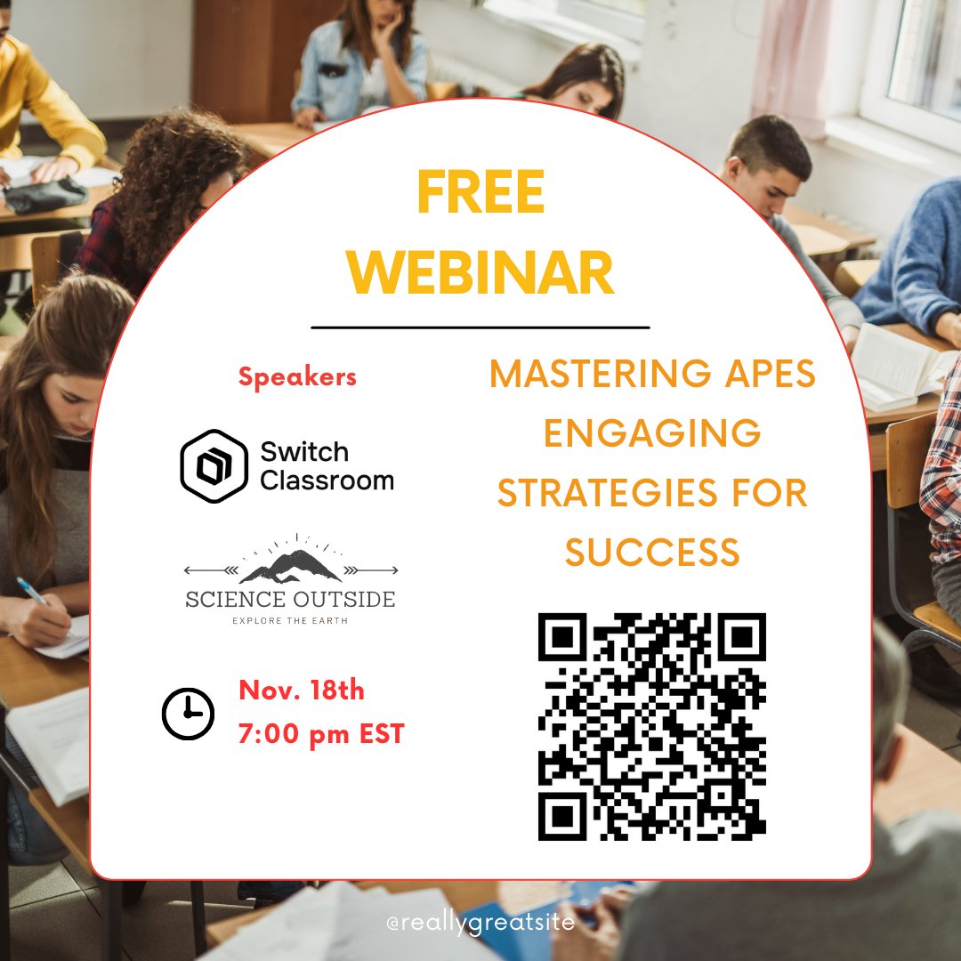 switchclassroom's tweet photo. 🌍✨ Join our webinar, "Successfully Teaching AP Environmental Science" with Science Outside on November 18th at 7:00 PM EST! 

📲 Register: https://t.co/REKYoloGDF
Let’s inspire our students together! 💚

🌱 #ScienceEducation #APEnviro #Webinar https://t.co/n3Q9WmuzVO