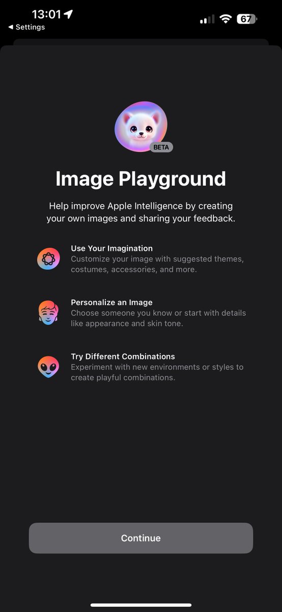 Apple Intelligence image playground is ready