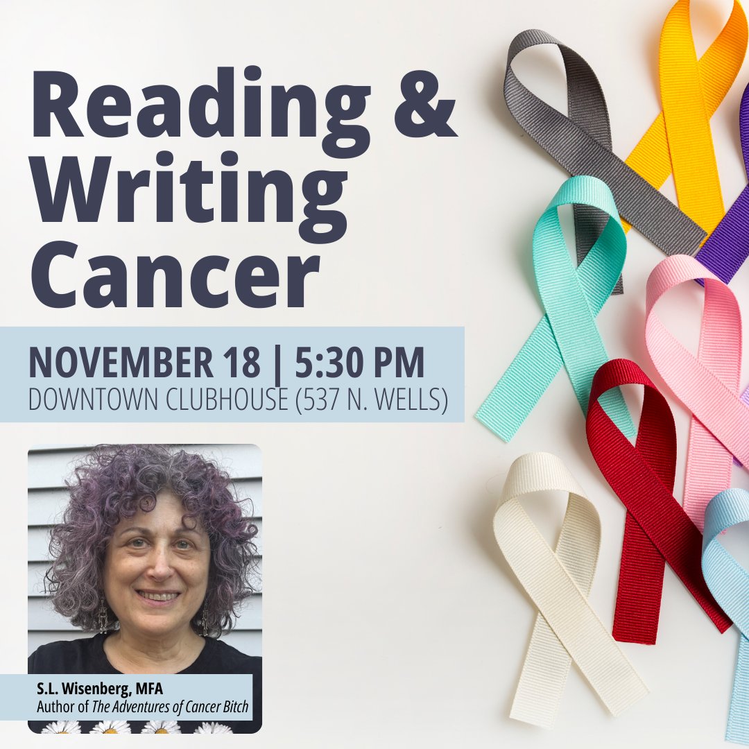 This is at the Gilda's Club in central Chicago. It's free but you need to register here: members.gildasclubchicago.org/Events/Calenda…   I'll read from my book then lead a workshop.