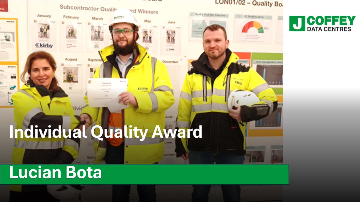 Quality Award

Huge congratulations to Lucian who recently picked up the individual quality award on one of our data centre projects in London. 

Awarded by <a href="/MaceGroup/">Mace</a>  Lucian has been commended for his meticulous quality checks , and inspiring his team to deliver top results.