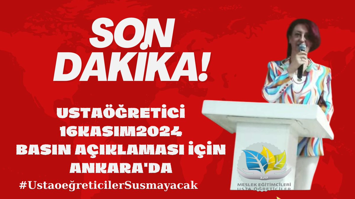 Yıllarca hiçbir özlük hakkı olmadan ülkemizin her köşesinde milli,manevi ve mesleki eğitim veren MEB’na bağlı 100 bin ustaöğretici öğretmen tasarruf denilerek işsiz bırakıldı bizler hakkımız olanı istiyoruz.
<a href="/RTErdogan/">Recep Tayyip Erdoğan</a> 
<a href="/tcbestepe/">T.C. Cumhurbaşkanlığı</a> 
<a href="/Yusuf__Tekin/">Yusuf Tekin</a>
<a href="/TBMMresmi/">TBMM</a>
 #16KASIMtekyürek