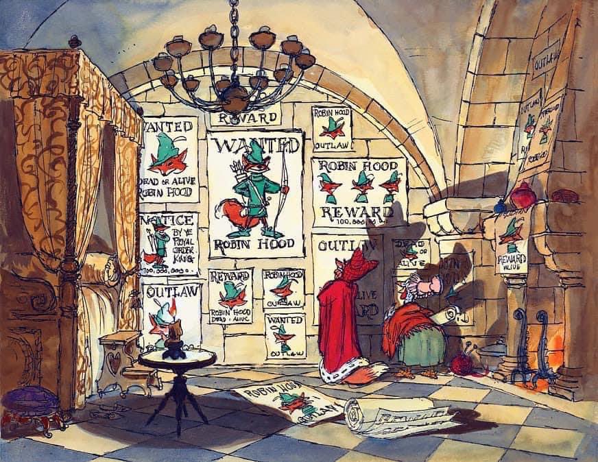 Traditional2D's tweet image. Disney's Robin Hood concept art by Ken Anderson. Some considered him the 10th @Disneys9OldMen.