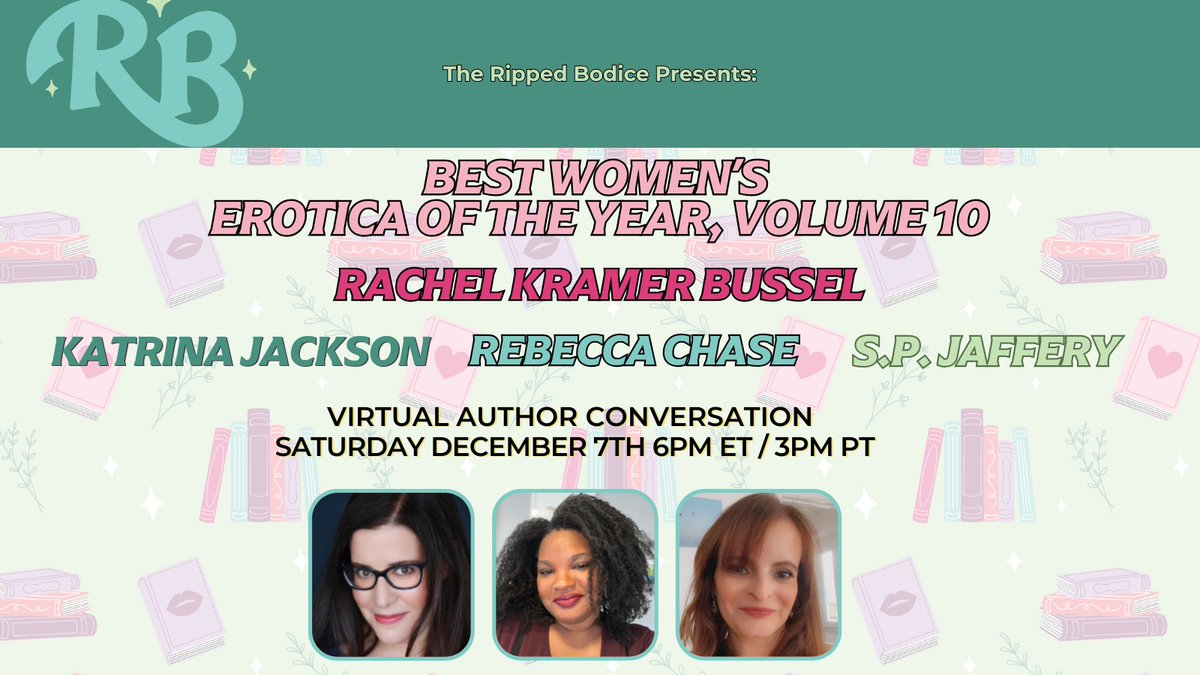 Cleis Press (@cleispress) on Twitter photo Mark your 🗓️ and don't miss this awesome #virtual #author conversation with erotica maven/#editor <a href="/raquelita/">@rachelkramerbussel on Threads and Bluesky</a>, and <a href="/BWEoftheyear/">Best Women's Erotica of the Year</a> Vol. 10 contributors <a href="/katrinajax/">Katrina Jackson is mostly updates.</a>, Rebecca Chase, & S.P. Jaffery!
e.sparxo.com/Best-Womens-Er… Mark your 🗓️ and don't miss this awesome #virtual #author conversation with erotica maven/#editor <a href="/raquelita/">@rachelkramerbussel on Threads and Bluesky</a>, and <a href="/BWEoftheyear/">Best Women's Erotica of the Year</a> Vol. 10 contributors <a href="/katrinajax/">Katrina Jackson is mostly updates.</a>, Rebecca Chase, & S.P. Jaffery!
e.sparxo.com/Best-Womens-Er…