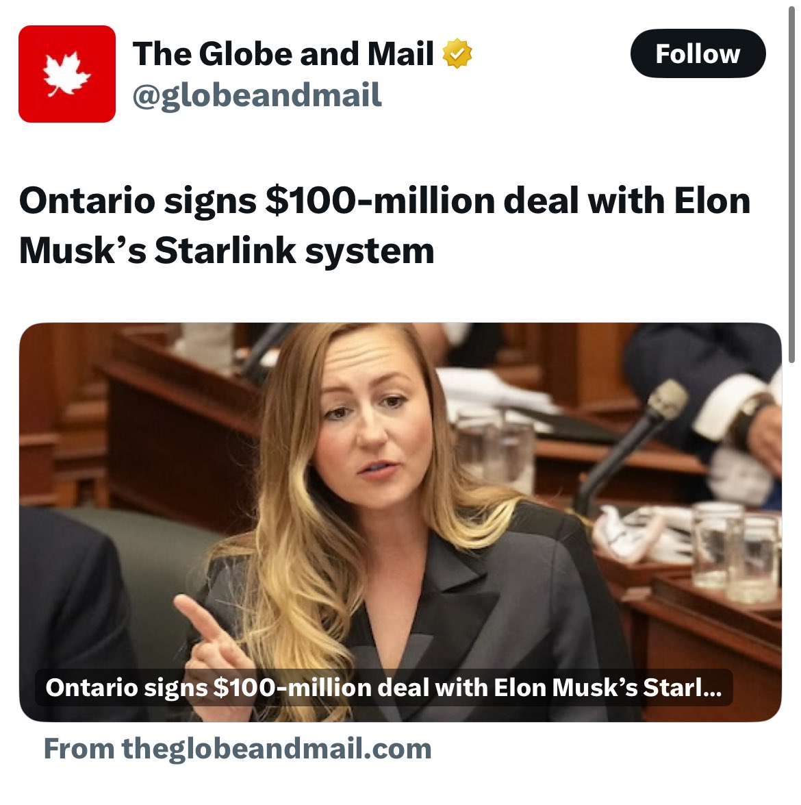 ELON’s control over your data, what you read and watch, begins, Canada. 

We’re just gonna hand it over and Ontario is first. Doug Ford has spent the last 6 years opening doors for his Favourite President and his friends.