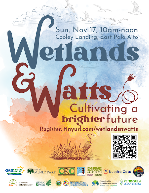 Sunday, 11/17, 10-noon, Wetlands &amp; Watts, a fun family fair! Learn about climate, health, and how to protect your family from indoor air pollution caused by gas stoves and appliances, with SF Bay PSR Crystal Loucel  &amp; Bailey Ward! eventbrite.com/e/wetlands-wat…
