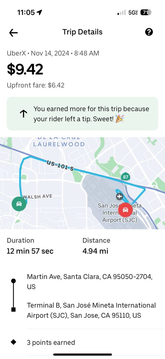 honglinli's tweet photo. #UberStory
Sometimes, I forgot how many people in Silicon Valley hate Trump and Elon Musk. Today, my passengers, a couple, reminded me of that.
The husband, a white dude: “I heard Trump and Musk are not getting along. “
The wife, a Chinese: “great!I hope they kill each other. ”
And they did not mind me hearing it.
Other than that, they were nice and gave $3 tip.