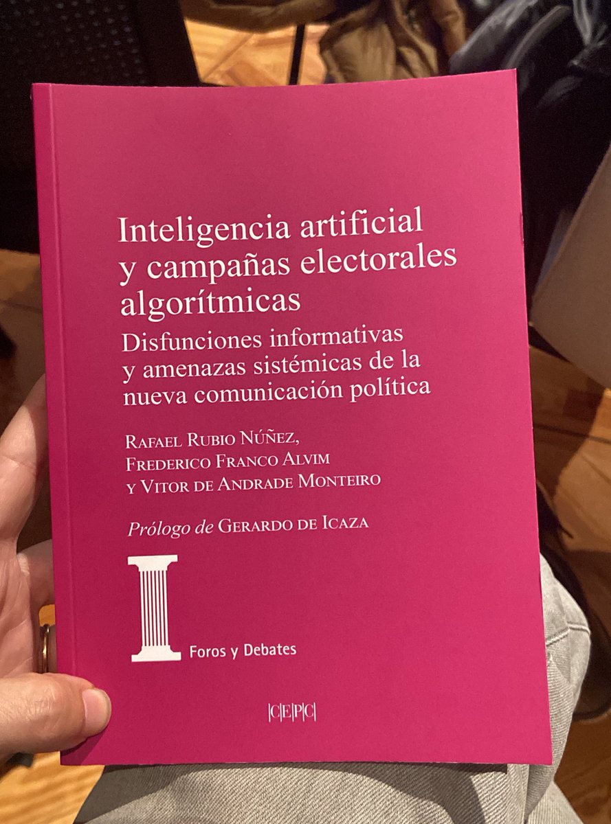 jorge gutiérrez 🦉 (@jorgegu) on Twitter photo Si unes IA, algoritmos y política, el éxito de convocatoria está asegurado. 😀
📚 Presentación del libro “Inteligencia artificial y campañas electorales algorítmicas”, de <a href="/rafarubio/">Rafael Rubio Nuñez</a>, Frederico Franco y Vítor de Andrade.
<a href="/fund_tatiana/">Fundación Tatiana</a> Si unes IA, algoritmos y política, el éxito de convocatoria está asegurado. 😀
📚 Presentación del libro “Inteligencia artificial y campañas electorales algorítmicas”, de <a href="/rafarubio/">Rafael Rubio Nuñez</a>, Frederico Franco y Vítor de Andrade.
<a href="/fund_tatiana/">Fundación Tatiana</a>
