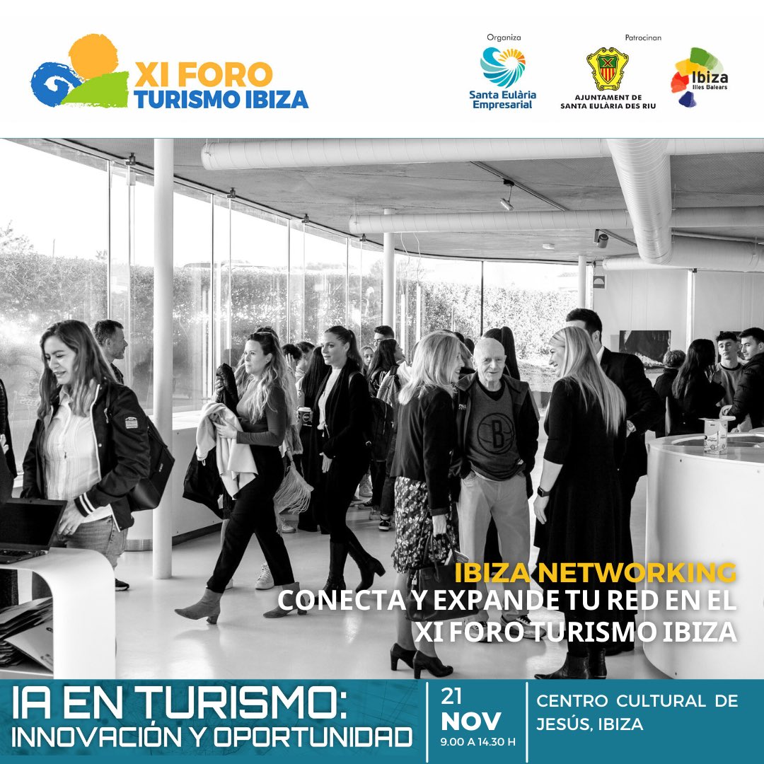 ¡Un espacio para conectar! Si tienes tu plaza para el XI Foro Turismo Ibiza, aprovecha el coffee break y haz networking con grandes profesionales del sector. ☕️🤝 #ForoTurismoIbiza2024 #Networking #IbizaNetworking #Turismo #Ia
