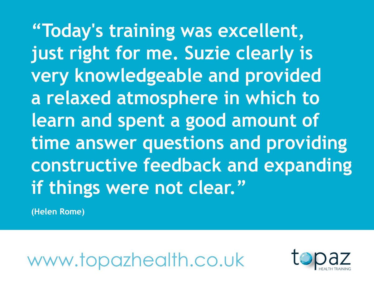 Testimonial: “Today's training was excellent, just right for me. Suzie clearly is very knowledgeable and provided a relaxed atmosphere in which to learn and spent a good amount of time answer questions and providing constructive feedback and expanding if things were not clear.”