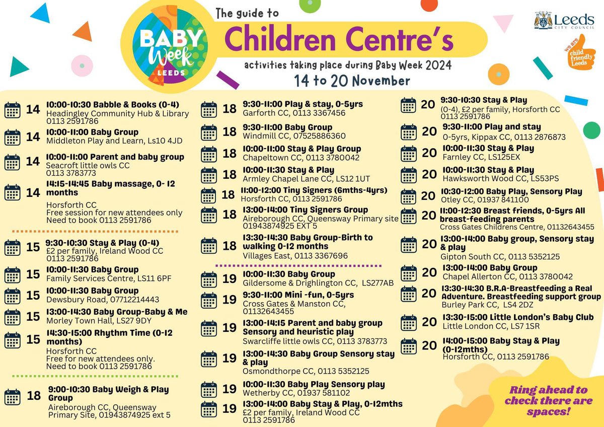 Baby Week UK (@babyweekuk) on Twitter photo The fab team at <a href="/Child_Leeds/">Child Friendly Leeds</a> have developed a fantastic guide to children centre activities during #BabyWeekLeeds - how brilliant is it to see so many events during 1 week 👀💜👇 The fab team at <a href="/Child_Leeds/">Child Friendly Leeds</a> have developed a fantastic guide to children centre activities during #BabyWeekLeeds - how brilliant is it to see so many events during 1 week 👀💜👇