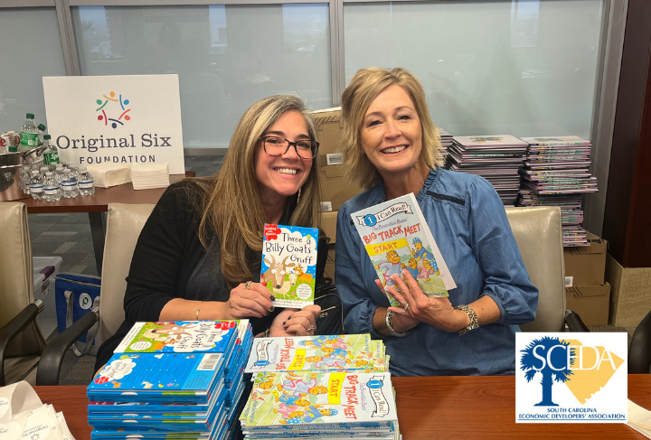 SCEDA's tweet photo. #SCEDA members give back to the community. 💡📚 During the month of October, a group of SCEDA Women volunteered with the Original Six Foundation. They stamped 4,000 books in an hour, packing them to be sent to elementary schools! Thank you @Original6Found for having us. https://t.co/743l8If7yP