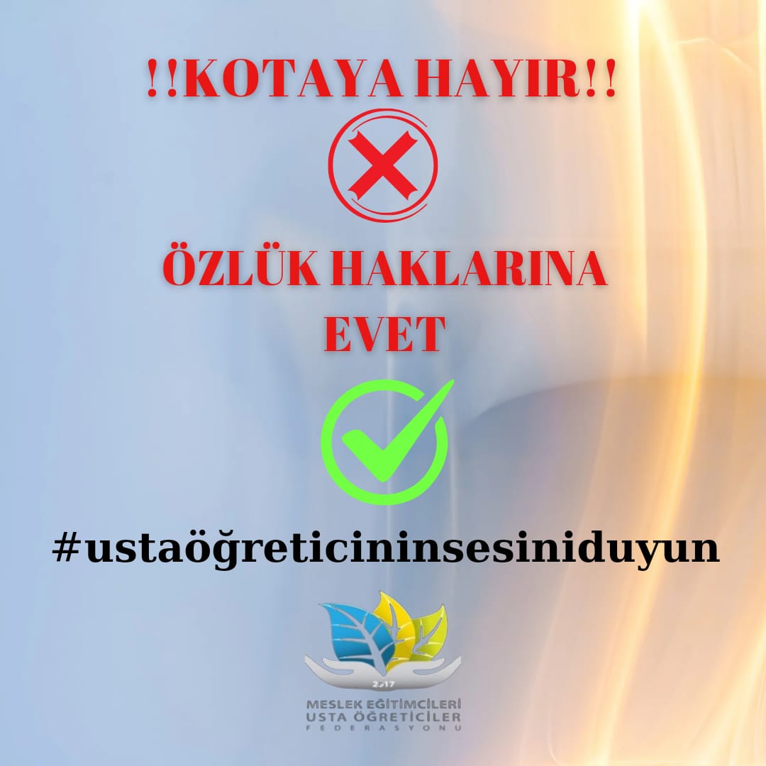 Yıllarca hiçbir özlük hakkı olmadan ülkemizin her köşesinde milli,manevi ve mesleki eğitim veren MEB’na bağlı 100 bin ustaöğretici öğretmen tasarruf denilerek işsiz bırakıldı bizler hakkımız olanı istiyoruz.
<a href="/RTErdogan/">Recep Tayyip Erdoğan</a> 
<a href="/tcbestepe/">T.C. Cumhurbaşkanlığı</a> 
<a href="/Yusuf__Tekin/">Yusuf Tekin</a>
<a href="/TBMMresmi/">TBMM</a>
 #16KASIMtekyürekÜ