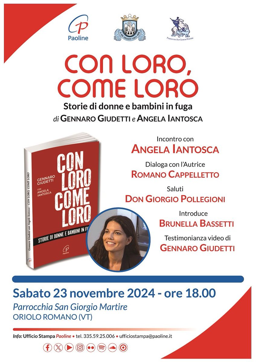 AngelaIantosca's tweet photo. In attesa di vedervi a @BOOKCITYMILANO  alle 12 domenica 17, questi i prossimi appuntamenti si Con Loro Come Loro: 

👉🏻 23 novembre Oriolo Romano 
👉🏻 29 e 30 novembre Palermo 

@paoline_it https://t.co/4P1KiorUhv