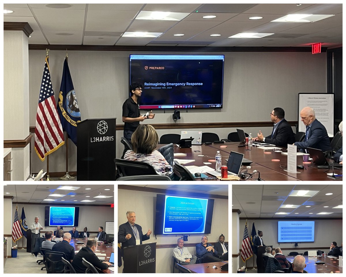 iCERT concluded their Fall Member Meeting today- a two-day event in the DC area hosted by L3Harris. Today included informative presentations from our European partners &amp; our committees, engaged in an innovative conversation on the ECC of the Future, &amp; concluded with a PSAP tour.