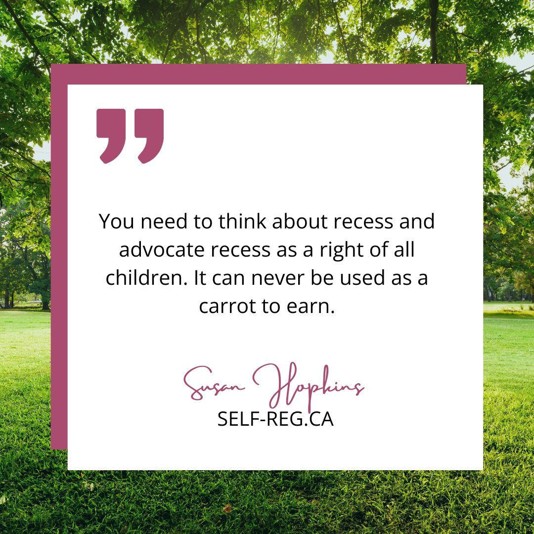 susanhopkins5's tweet photo. Recess is so much more than just a break—it’s a right that every #child deserves. When we use it as a reward, we miss out on how essential it is for their emotional well-being and their own #SelfReg. Every child needs that time to step away, recharge, &amp; return ready to learn. https://t.co/b7BejWgPbY