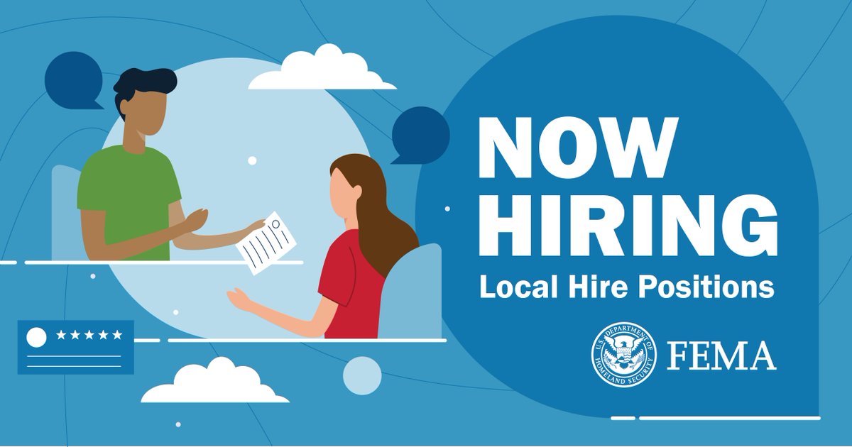 femaregion4's tweet photo. 🚨 #SouthCarolina: @FEMA is hiring! Join the recovery effort after Hurricane #Helene.

We're looking for skilled individuals in various roles. Benefits include sick leave, health insurance, &amp; 11 paid holidays.

More info: https://t.co/GQq7qkTZ1V https://t.co/37619dC4kL