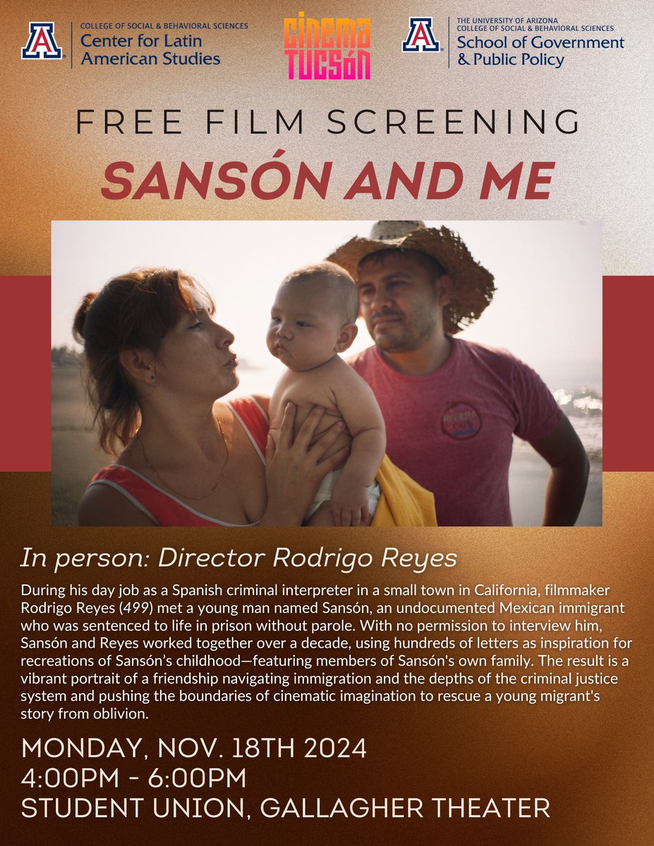 📽️Free screening of SANSON &amp; ME w/Director Rodrigo Reyes in person for a Q&amp;A after the movie!

Join us this Monday, November 18th, 4pm at the Student Union Gallagher Theater

To watch trailer click below:
vimeo.com/798541554