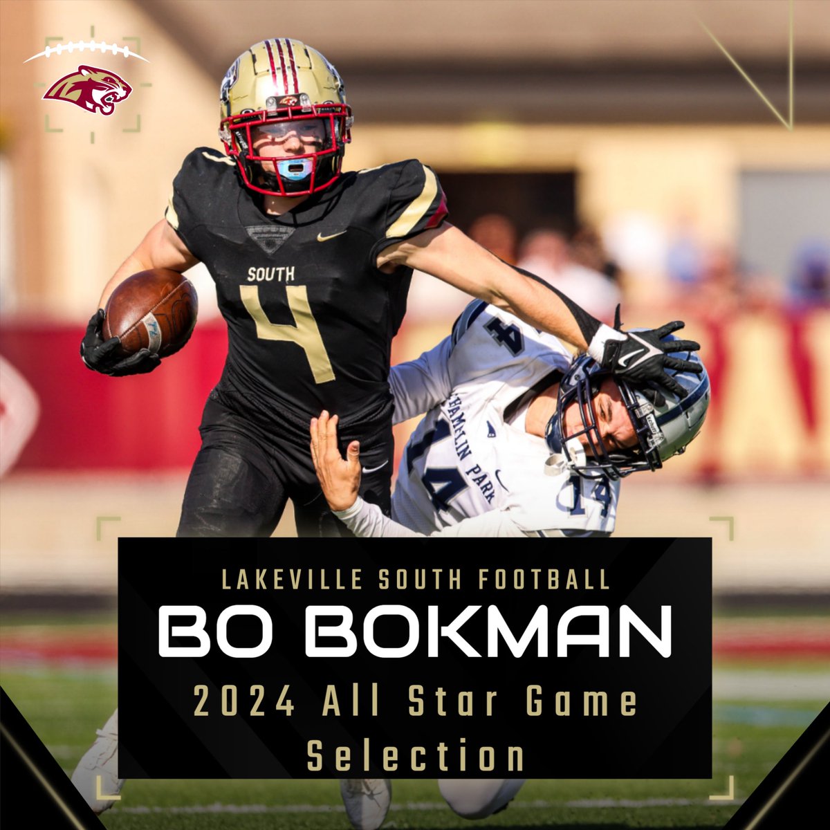 Lakeville South Football (@lshscougarsfb) on Twitter photo Congratulations to Bo Bokman who will represent Lakeville South in the <a href="/Vikings/">Minnesota Vikings</a> <a href="/MFCA/">Luck Ochieng</a> All-Start Game on Dec 14th at US Bank Stadium <a href="/bokman_bo/">Bo Bokman</a> Congratulations to Bo Bokman who will represent Lakeville South in the <a href="/Vikings/">Minnesota Vikings</a> <a href="/MFCA/">Luck Ochieng</a> All-Start Game on Dec 14th at US Bank Stadium <a href="/bokman_bo/">Bo Bokman</a>