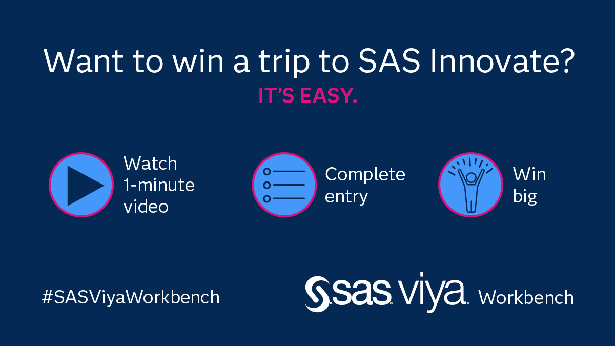 lisa_monk's tweet image. Create. Iterate. Test. Deploy. Faster. 🏃 SAS Viya Workbench works for you.

Now through November 22, enter the #SASViyaWorkbench contest and have a chance to win a trip to #SASInnovate 2025 and more. See official rules for details: 2.sas.com/6017sPEXU