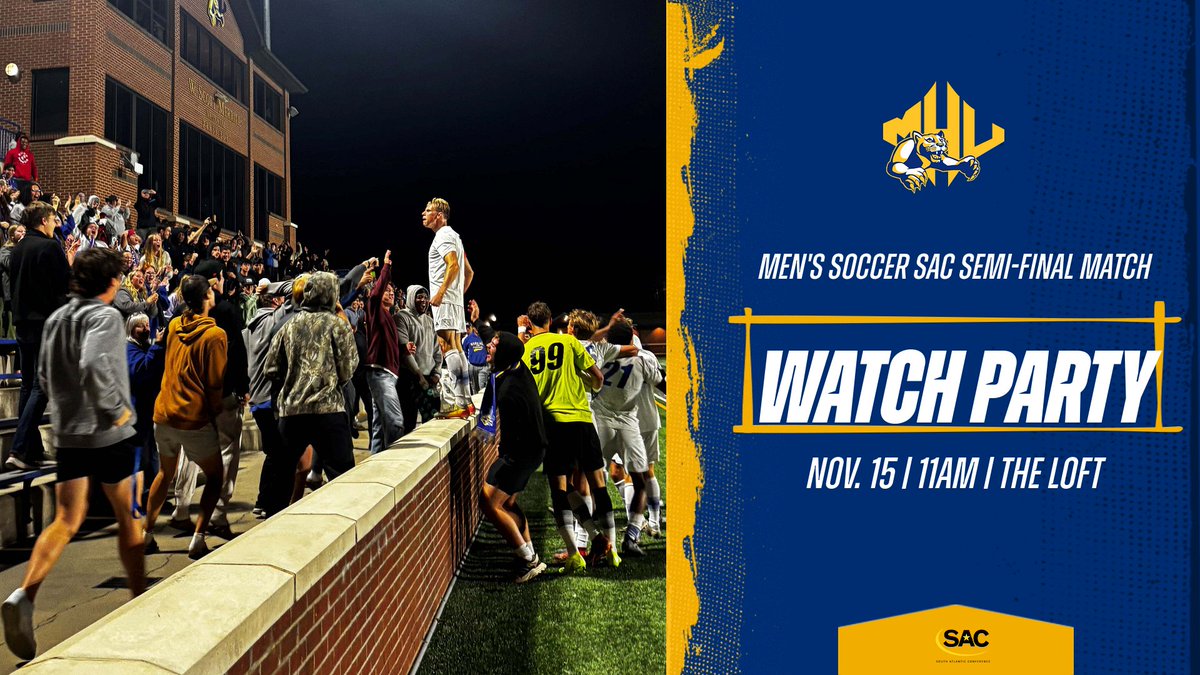 mhulions's tweet photo. WATCH PARTY AT THE LOFT FOR THE MENS SOCCER SAC SEMI-FINAL GAME TOMORROW! Come and cheer on your lions!!!
#ROLLHILL #MHUMSOC https://t.co/YoMfGJ8Cef
