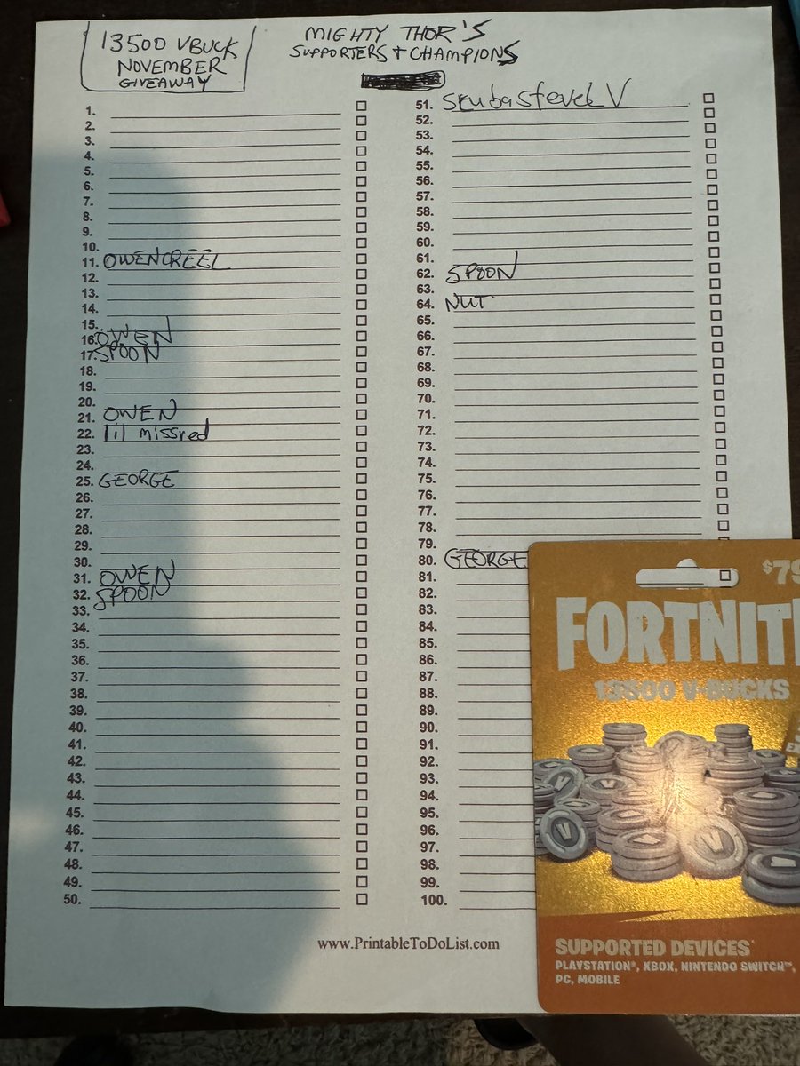 Many spots left for the end of November giveaway! October shoutouts to these glorious streamers: <a href="/ttv_ChaofanH/">ChaofanH</a> <a href="/YodaMorrisTV/">YodaMorrisTV</a> <a href="/ItsPrismatical/">ItsPrismatical</a> <a href="/nation_hoc/">iHocNation</a> @the_demon_soda @letsgooobuddy @xen_logan_22 <a href="/JustShaunLV/">Shaun</a> Thorsday Fun vibes tonight Fortnite Warriors!