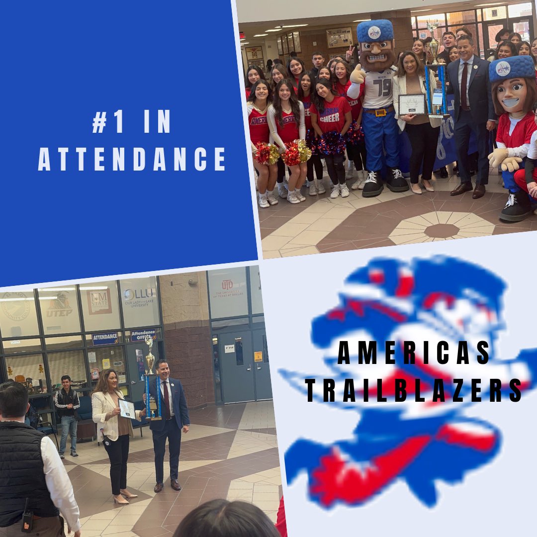 Trail Blazer Football (@blazerfbprogram) on Twitter photo This morning our awesome leader <a href="/Americas_HS/">Nancy Torres</a> was surprised with the news that
Americas High School is #1 in attendance. Great job
Trailblazer family. Continue to show up and work hard.
<a href="/Coach_NoeRobles/">Noe Robles</a>
<a href="/Americas_HS/">Nancy Torres</a> @SocorrolSD This morning our awesome leader <a href="/Americas_HS/">Nancy Torres</a> was surprised with the news that
Americas High School is #1 in attendance. Great job
Trailblazer family. Continue to show up and work hard.
<a href="/Coach_NoeRobles/">Noe Robles</a>
<a href="/Americas_HS/">Nancy Torres</a> @SocorrolSD