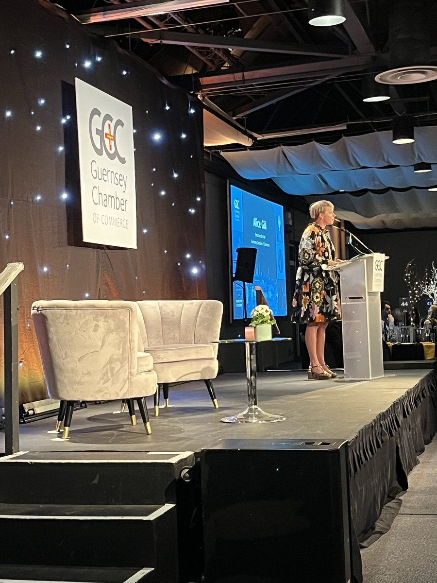Superstar CEO Alice Gill giving an important rallying cry at the start of the <a href="/GuernseyChamber/">Guernsey Chamber</a> annual dinner. 
Let’s make responsible choices and go #ForwardFaster