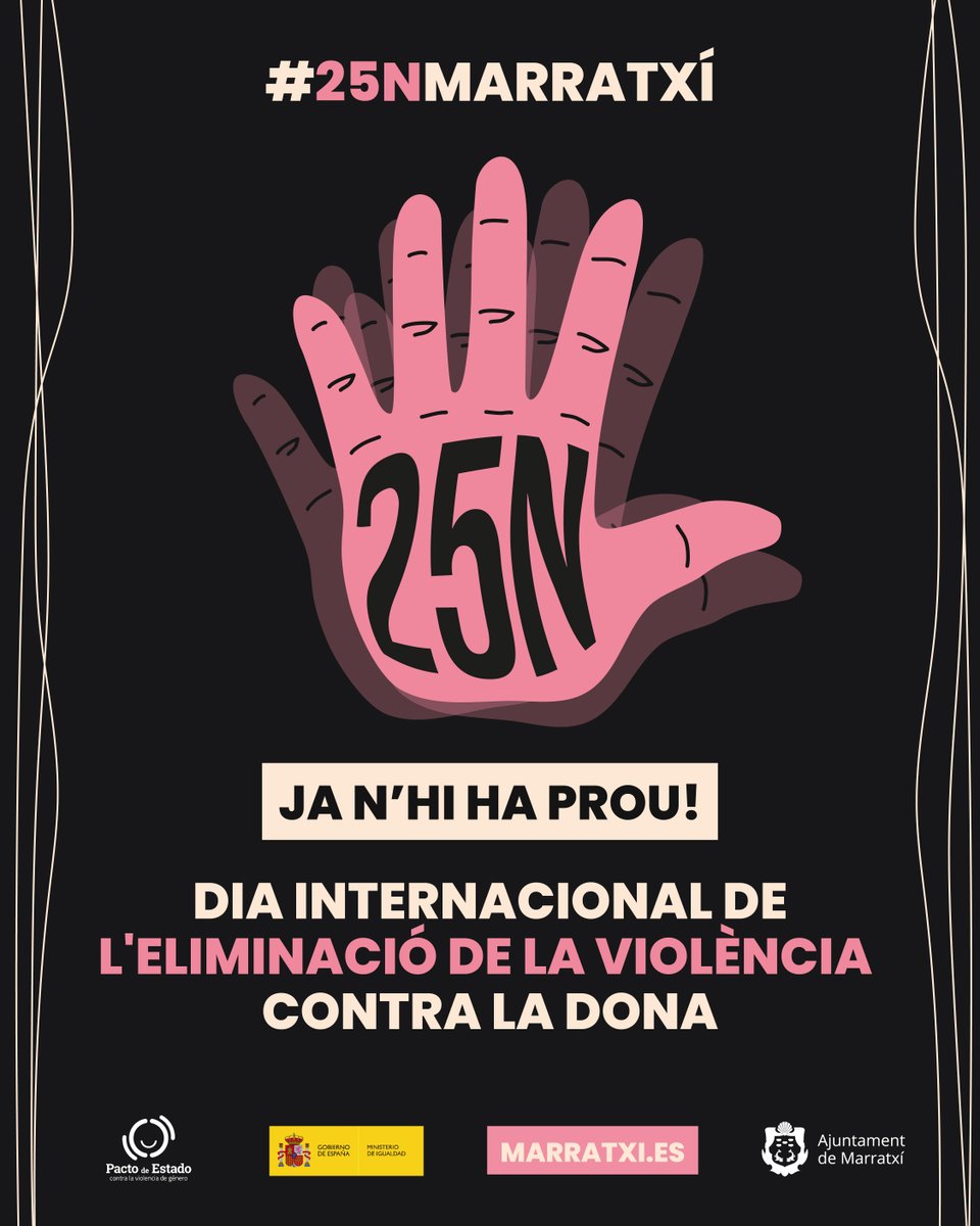 💜 Coneix el programa d'activitats per conmemorar el Día Internacional de l'Eliminació de la Violència Contra la Dona a 📲 marratxi.es
-
💜Conoce el programa de actividades para conmemorar el Día Internacional de la Eliminación de la Violencia Contra la Mujer