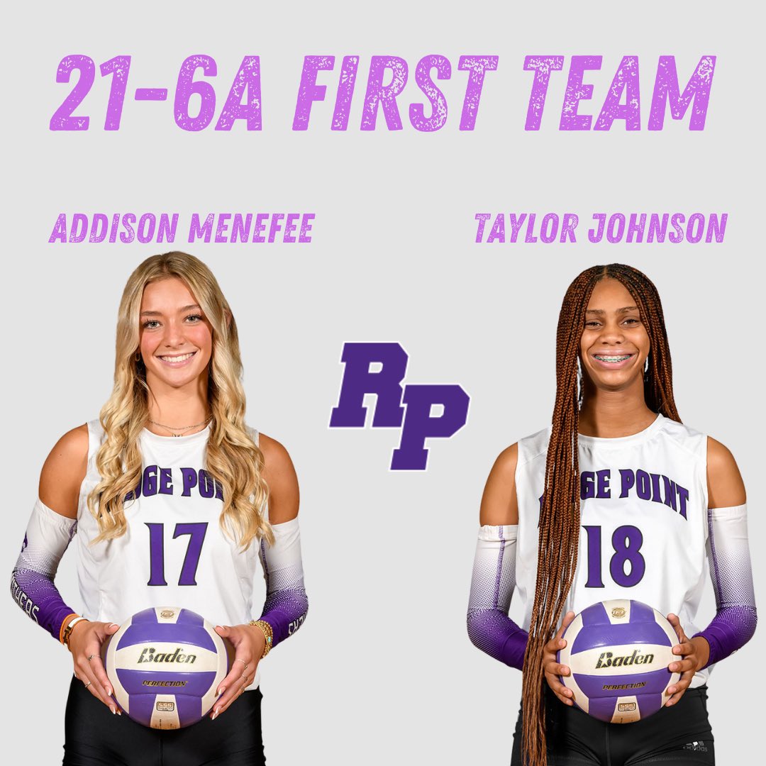 RPHS_Volleyball's tweet image. 🐾🐾 FIRST TEAM ALL- DISTRICT 🐾🐾

Congratulations to Addison Menefee and Taylor Johnson for making the District 21-6A 1st Team! Your hard work, dedication, and standout performances have been impactful this season. We are proud of you. #pantherpride