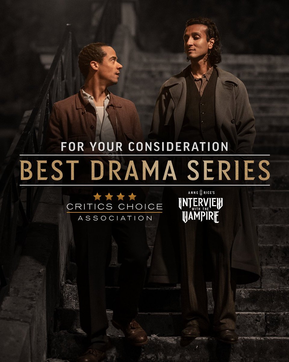 AMCsAnneRice's tweet photo. If you enjoyed the work of the humans behind the vampires, consider the #InterviewWithTheVampire cast for the #CriticsChoiceAwards. 
#FYC https://t.co/iTZxLVmUJo