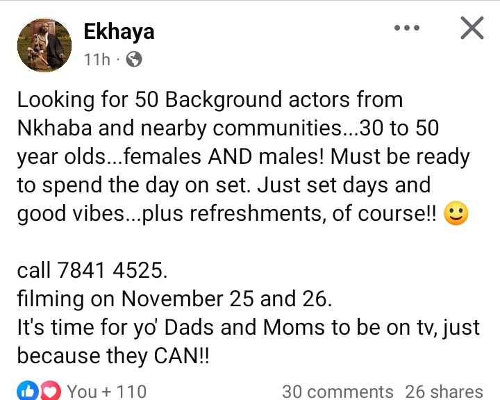 BuhleBakaNgwane's tweet photo. Ekhaya 🔌: looking for 50 background actors from Nkhaba and surroundings 🤩
It's someone's time to shine ✨
(well, in the background 😜)
#SeenOnFB #eswatini https://t.co/AZaaCjBFsj