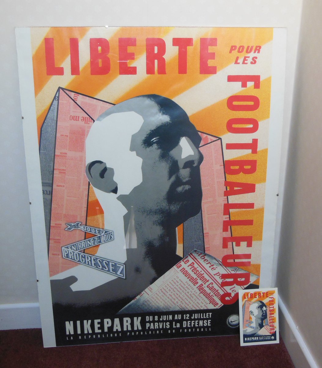 Eric Cantona poster. Produced by Nike for the 1998 World Cup in France. Quite controversial at the time due to its similarity to fascist dictator Mussolini. There was also a postcard produced of it. #MUFC #ManUtd #ManchesterUnited #EricCantona
