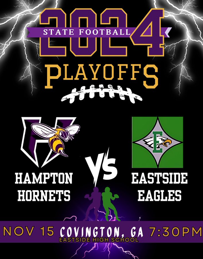 Hampton High School (@hhs_hcs) on Twitter photo Hornets, please come out to Eastside High School on Friday night and join us in your purple and gold as Varsity Football travels for State Playoffs. Let's go Hornets! <a href="/AthleticsHenry/">Henry County Schools Athletics</a> <a href="/HDHSports/">Henry Herald Sports</a> <a href="/HenryCountyBOE/">Henry County Schools</a> Hornets, please come out to Eastside High School on Friday night and join us in your purple and gold as Varsity Football travels for State Playoffs. Let's go Hornets! <a href="/AthleticsHenry/">Henry County Schools Athletics</a> <a href="/HDHSports/">Henry Herald Sports</a> <a href="/HenryCountyBOE/">Henry County Schools</a>