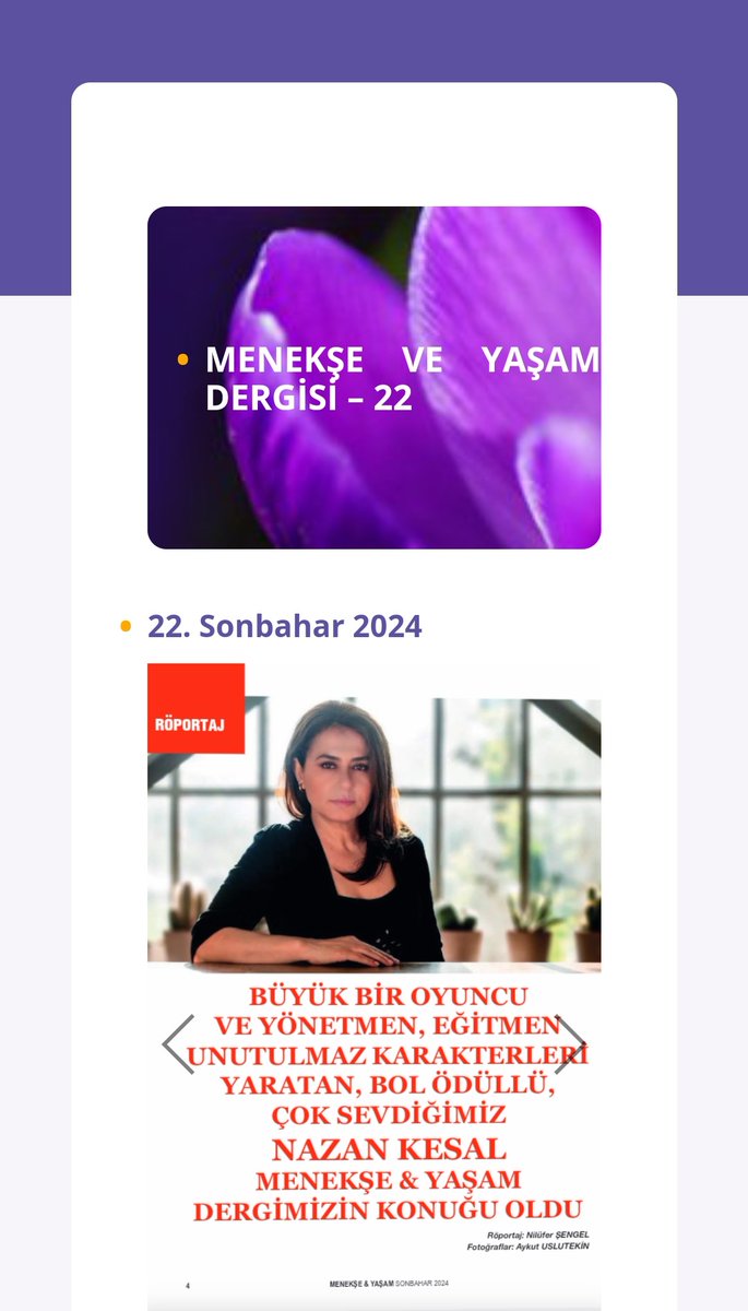 Türkiye Kanser ve Yaşam Derneği dergisi ile Nazan Kesal ne güzel bir röportaj yapmış 💐
Okumak isterseniz👇🏻
kanservakfi.com/menekse-ve-yas…