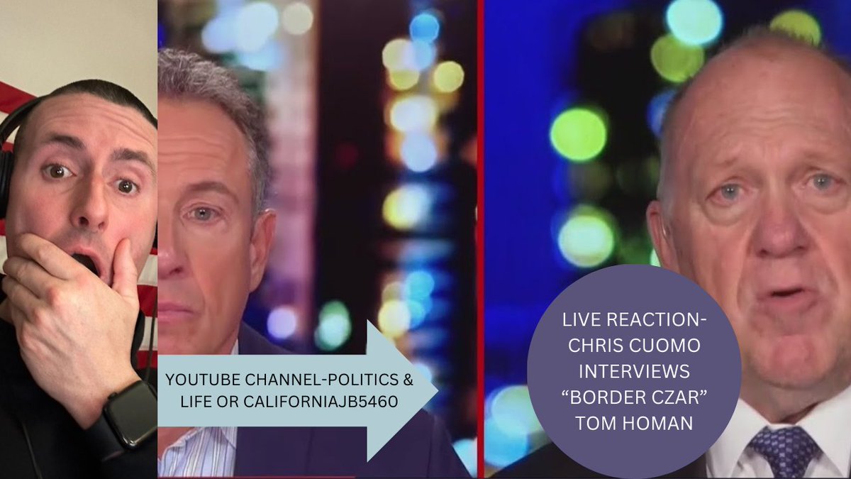 jbreacts916's tweet image. "BORDER CZAR" TOM HOMAN'S first interview ft. CHRIS CUOMO! ((REACTION)). 
youtu.be/ByHQTOkJZp4
#tomhoman #chriscuomo #newsnation #openborders #trump24 #americafirst #maga #reaction