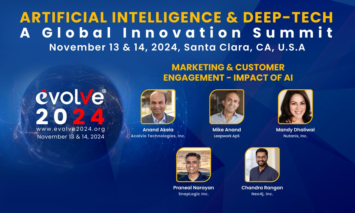 Anand Akela (@aakela) on Twitter photo Join me today at the Evolve 2024 today at 2 PM PST when I discuss the impact of AI on marketing and customer engagement with a panel of CMOs <a href="/chandrarangan/">Chandra Rangan</a> <a href="/neo4j/">Neo4j</a> <a href="/1MandyDhaliwal/">Mandy Dhaliwal</a> <a href="/nutanix/">Nutanix Inc.</a> <a href="/mikeanand/">Mike Anand</a> <a href="/LEAPWORKglobal/">Leapwork</a>
evolvesv.org/Conference/ind… Join me today at the Evolve 2024 today at 2 PM PST when I discuss the impact of AI on marketing and customer engagement with a panel of CMOs <a href="/chandrarangan/">Chandra Rangan</a> <a href="/neo4j/">Neo4j</a> <a href="/1MandyDhaliwal/">Mandy Dhaliwal</a> <a href="/nutanix/">Nutanix Inc.</a> <a href="/mikeanand/">Mike Anand</a> <a href="/LEAPWORKglobal/">Leapwork</a>
evolvesv.org/Conference/ind…